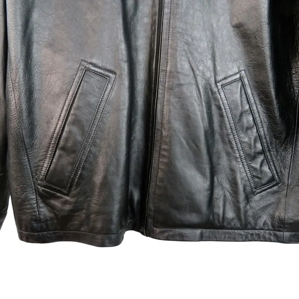 Vintage Wilson's Leather Men's Black Leather Jacket Large Biker Motorcycle